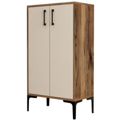 Scarpiera Marrone Noce Bianco 4 Ripiani 8 Paia 60x35x111h cm, 2 Ante - Cavalieri