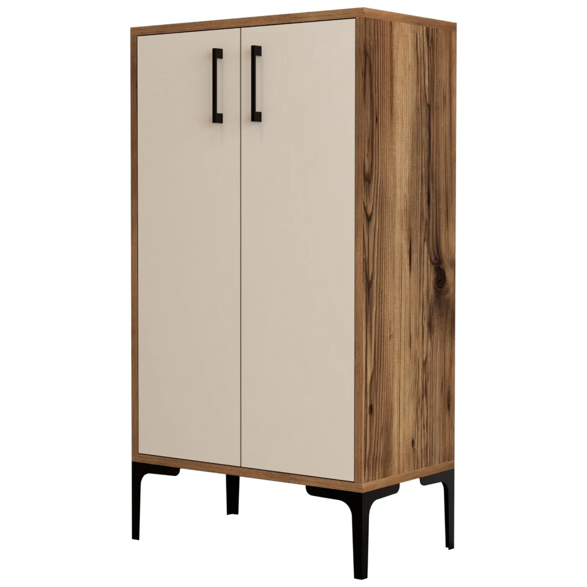 Scarpiera Marrone Noce Bianco 4 Ripiani 8 Paia 60x35x111h cm, 2 Ante - Cavalieri