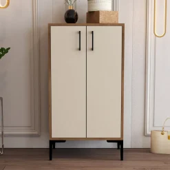 Scarpiera Marrone Noce Bianco 4 Ripiani 8 Paia 60x35x111h cm, 2 Ante - Cavalieri