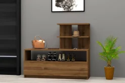 Scarpiera Marrone Noce 4 Ripiani 12 Paia 100x30x85h cm, Un'anta - Sinni