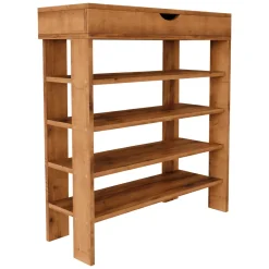 Scarpiera Marrone Noce 5 Ripiani 12 Paia 80x30x90h cm, Un'anta - Monastero