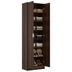 Scarpiera Marrone Noce 6 Ripiani 2 Ante 60x33x191.5h cm, Maniglie Incluse - Delizia