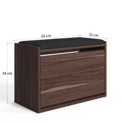 Scarpiera Marrone Noce un Ripiano 2 Vani 65x43.5x32h cm, Un'anta