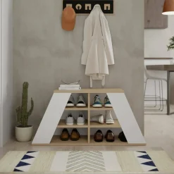 Scarpiera Marrone Quercia Bianco 08-ott Paia 4 Ripiani 106x38x50h cm, 6 Vani - Zungri