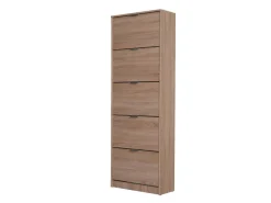 Scarpiera Marrone Quercia 10 Ripiani 5 Ante 67x28x191.5h cm, Maniglie Incluse - Sueglio