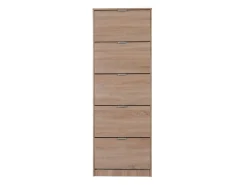 Scarpiera Marrone Quercia 10 Ripiani 5 Ante 67x28x191.5h cm, Maniglie Incluse - Sueglio