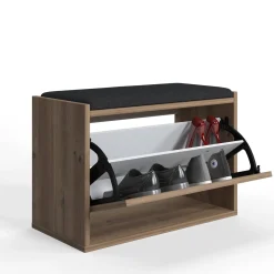 Scarpiera Marrone Quercia un Ripiano 2 Vani 65x43.5x32h cm, Un'anta