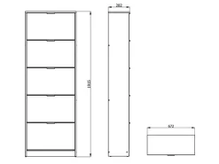 Scarpiera Marrone Rovere Grigio 10 Ripiani 10 Vani 67x28x191.5h cm, 5 Ante - Dentro