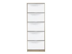 Scarpiera Marrone Rovere Grigio 10 Ripiani 10 Vani 67x28x191.5h cm, 5 Ante - Dentro