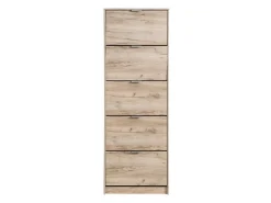 Scarpiera Marrone Rovere Grigio 10 Ripiani 5 Ante 67x28x191.5h cm, Maniglie Incluse - Sueglio