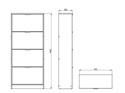 Scarpiera Marrone Rovere Grigio 8 Ripiani 4 Ante 67x28x155.5h cm, Maniglie Incluse - Santina