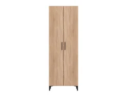 Scarpiera Marrone Rovere Nero 5 Ripiani 2 Ante 67.5x35x195h cm, kit Fissaggio a Muro Incluso - Ciminna