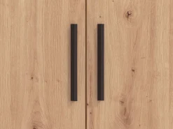 Scarpiera Marrone Rovere Nero 5 Ripiani 2 Ante 67.5x35x195h cm, kit Fissaggio a Muro Incluso - Ciminna