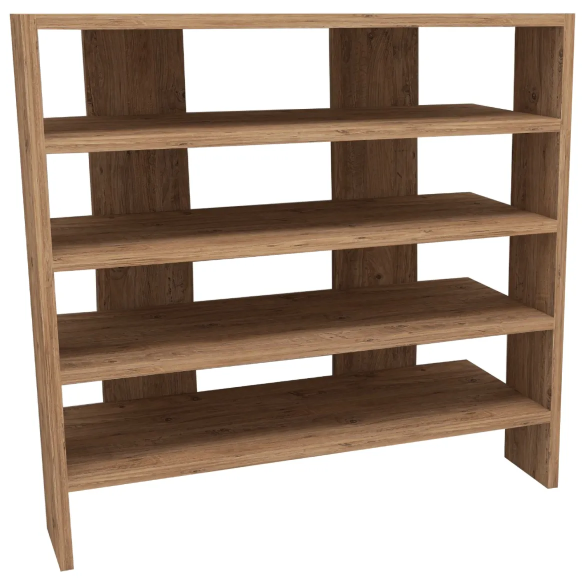 Scarpiera Marrone Rovere Nodi 16 Paia 5 Ripiani 76x31x72h cm, 4 Vani - Offida