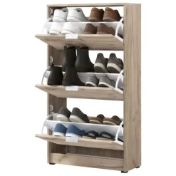 Scarpiera Marrone Rovere Nodi 6 Ripiani 3 Ante 67x28x119h cm, Maniglie Incluse - Marradi