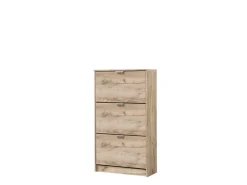 Scarpiera Marrone Rovere Nodi Nero 10 Ripiani Un'anta 46x33x185h cm, Ante con Doppia Capienza, Apertura con Ruote - Visby