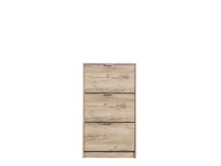 Scarpiera Marrone Rovere Nodi Nero 10 Ripiani Un'anta 46x33x185h cm, Ante con Doppia Capienza, Apertura con Ruote - Visby
