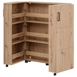 Scarpiera Marrone Rovere Nodi Nero 6 Ripiani 2 Ante 92x33x113h cm, Ante con Doppia Capienza, Apertura con Ruote - Ystad