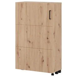 Scarpiera Marrone Rovere Nodi Nero 9 Ripiani 4 Ante 80x40x205.5h cm, Piedini Inclusi - Peligni