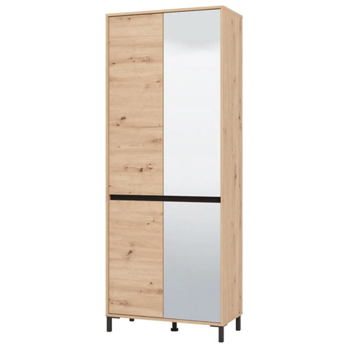Scarpiera Marrone Rovere Nodi Nero un Cassetto 4 Ripiani 80x40x109.5h cm, 2 Ante - Ilarione