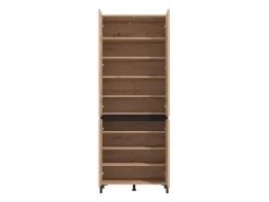 Scarpiera Marrone Rovere Nodi Nero un Cassetto 4 Ripiani 80x40x109.5h cm, 2 Ante - Ilarione