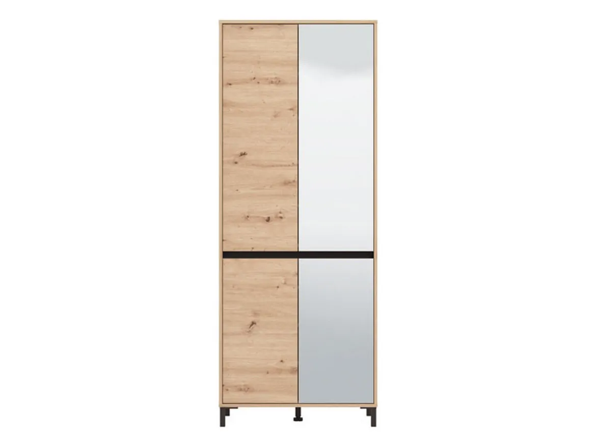 Scarpiera Marrone Rovere Nodi Nero un Cassetto 4 Ripiani 80x40x109.5h cm, 2 Ante - Ilarione
