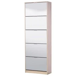 Scarpiera Marrone Rovere 10 Ripiani 10 Vani 67x28x191.5h cm, 5 Ante - Dentro