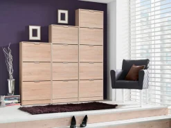 Scarpiera Marrone Rovere 8 Ripiani 4 Ante 67x28x155.5h cm, Maniglie Incluse - Santina
