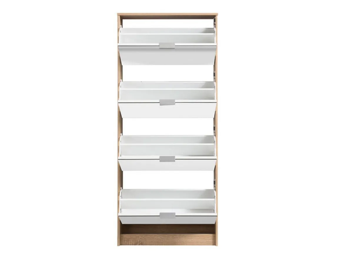 Scarpiera Marrone Rovere 8 Ripiani 8 Vani 67x28x155.5h cm, 4 Ante - Pentone