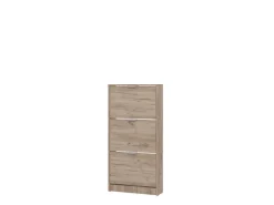 Scarpiera Marrone Rovere Scuro 3 Ripiani 3 Ante 58x18x119h cm, Maniglie Incluse - Melle