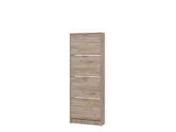 Scarpiera Marrone Rovere Scuro un Ripiano 5 Ante 58x18x191.5h cm, kit Fissaggio a Muro Incluso - Capriolo