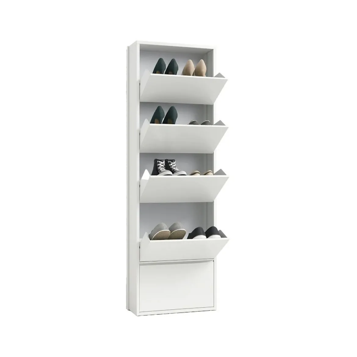 Scarpiera minimal 5 ante bianca 50x172h cm in metallo - Afrend