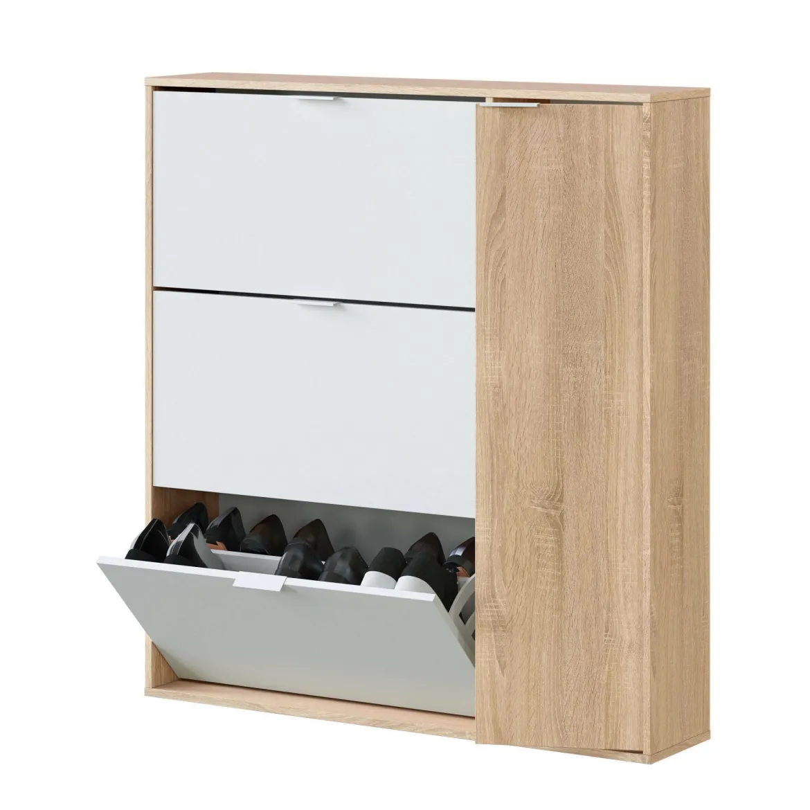 Scarpiera moderna 4 ante rovere e bianca 106x115h cm - Ammour