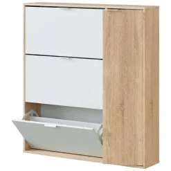 Scarpiera moderna 4 ante rovere e bianca 106x115h cm - Ammour