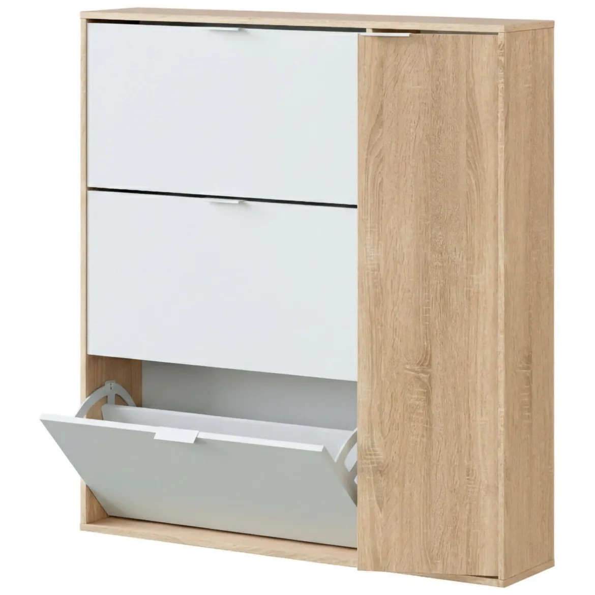 Scarpiera moderna 4 ante rovere e bianca 106x115h cm - Ammour