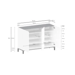 Scarpiera Modesta, cm 120x40h80, Bianco lucido e Ardesia