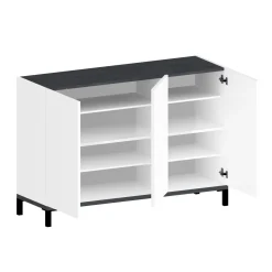 Scarpiera Modesta, cm 120x40h80, Bianco lucido e Ardesia