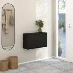 Scarpiera Nero Colore Ante Nero 70.3x24.05x41.8h cm, - Ordona