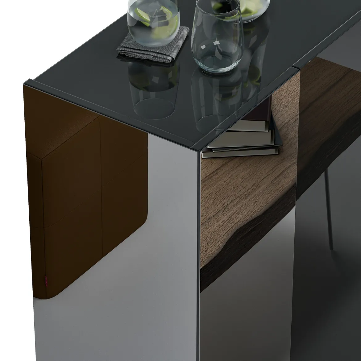 Scarpiera Nero Lucido Trasparente 5 Ripiani 20 Paia 60x40x190h cm, 6 Vani - Zumaglia