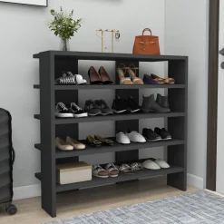 Scarpiera Nero 16 Paia 5 Ripiani 76x31x72h cm, 4 Vani - Offida