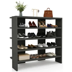Scarpiera Nero 16 Paia 5 Ripiani 76x31x72h cm, 4 Vani - Offida