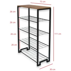 Scarpiera Nero Rovere 5 Ripiani 4 Vani 30x109x72h cm, Installazione a Terra - Enomondo