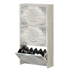 Scarpiera rustica 3 ante bianca 60x113h cm in legno - Asca