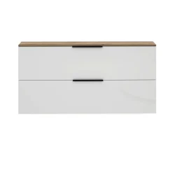 Scarpiera sospesa 2 ante bianca lucida e rovere 160x80h cm - Achiko