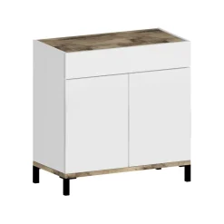 Scarpiera Variscite, cm 80x40h80, Bianco lucido e Acero