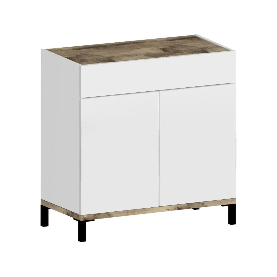 Scarpiera Variscite, cm 80x40h80, Bianco lucido e Acero