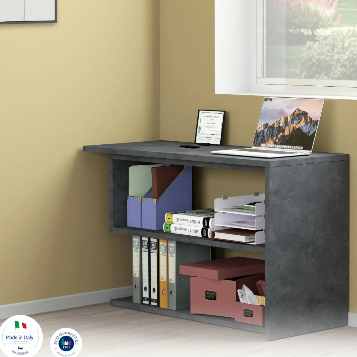 Scrivania angolare antracite 120x50cm - Topazio