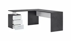 Scrivania angolare ardesia e bianca lucida 180x60cm con 3 cassetti - Ascuby
