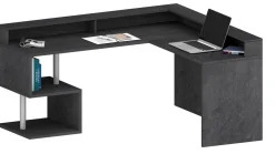 Scrivania angolare ardesia 180x93cm con supporto computer - Adelma