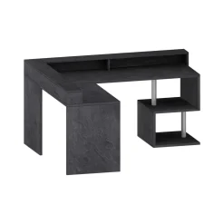 Scrivania angolare ardesia 180x93cm con supporto computer - Adelma